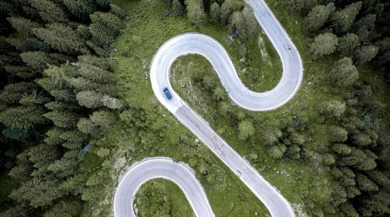 @luca_dellosbel and Dolomites road aerial view