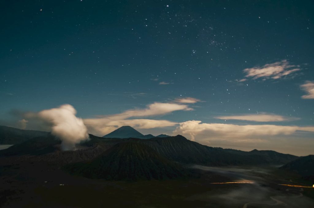 Bromo Volcano at night, Java, Indonesia, Roman Kirienko